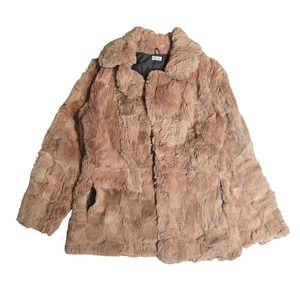 1980s VTG Rabbit Fur Coat Small Brown Made in South Korea Warm Winter Jacket GUC